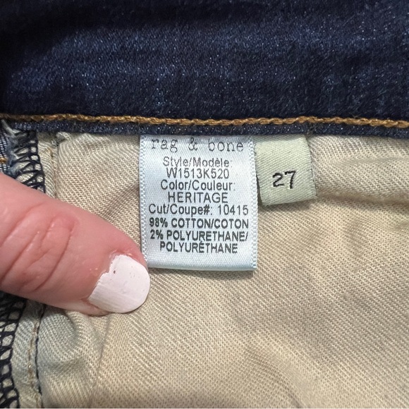 SOLD- rag & bone High Rise Skinny Jeans Heritage Wash Size 27 - Picture 7 of 9
